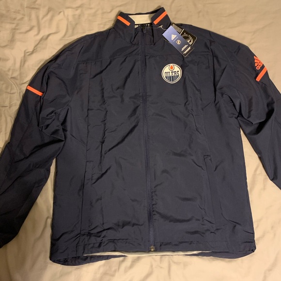 Edmonton Oilers Adidas Full-Zip Windbreaker Jacket - Picture 1 of 7